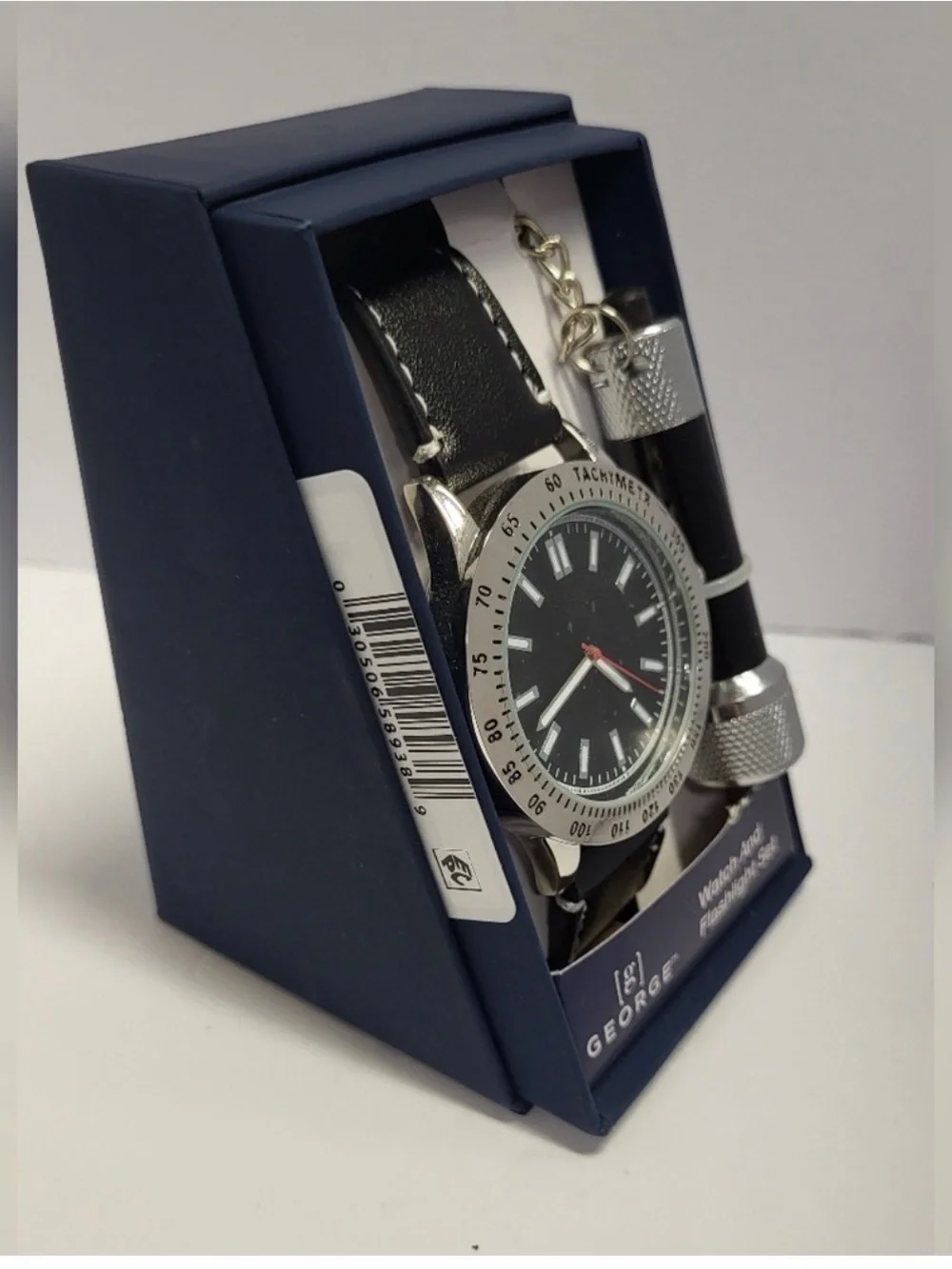 💜 George Men's Set - 1 Analog Watch and 1 Flashlight(works just needs batteries)